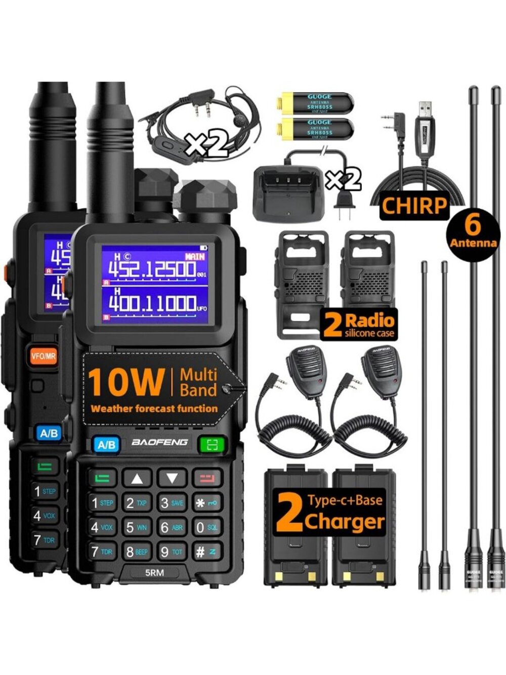Long Range Handheld Ham Radio Walkie Talkies - UV5R Two-Way Communication Device